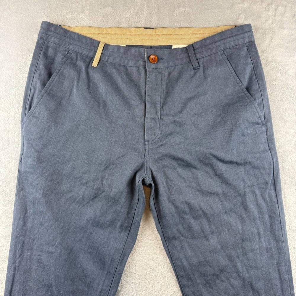 Betabrand Pants Mens 36x32 Blue Hemp Chino Khaki Twill Drawstring - Picture 2 of 13